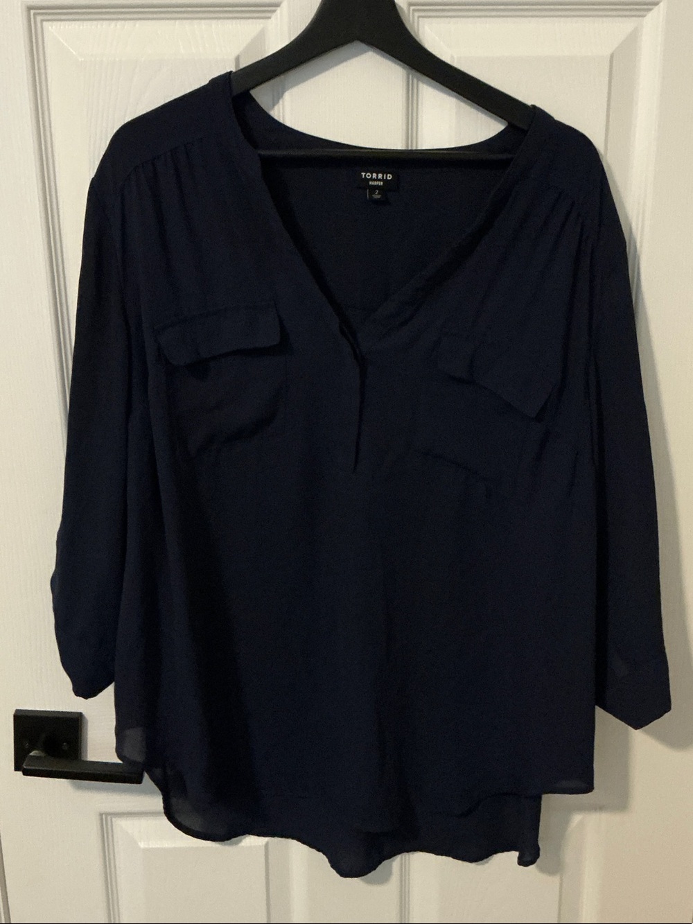 torrid Dark Navy V-Neck Tunic with Flap Pockets
